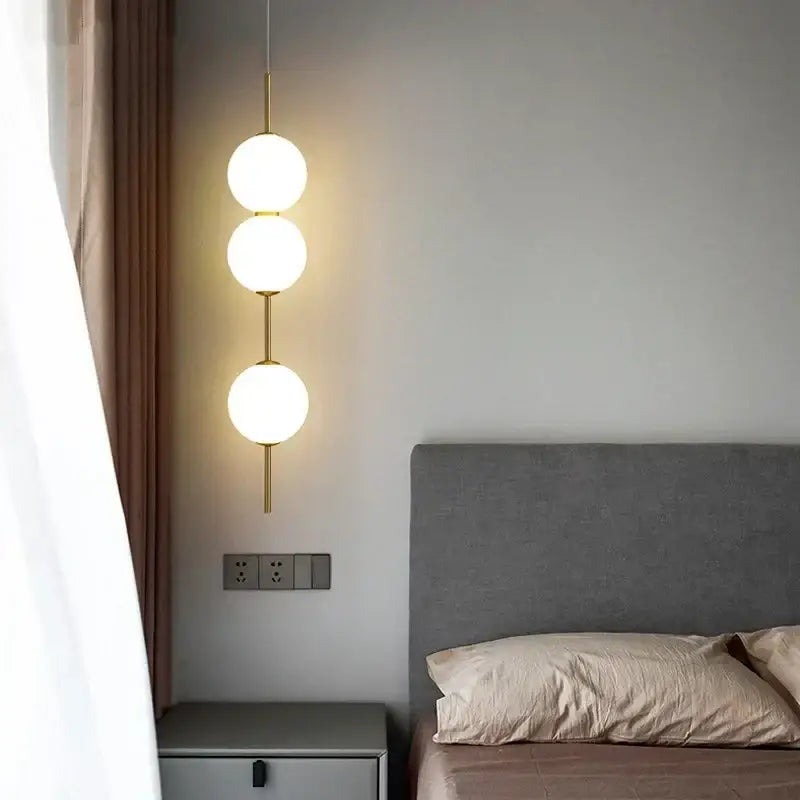 Modern sage green glass ball led pendant lamps for living room