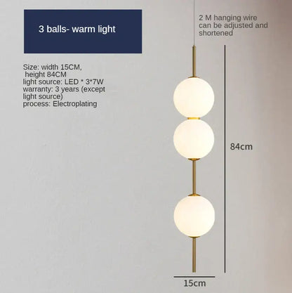 Modern sage green glass ball led pendant lamps for living room