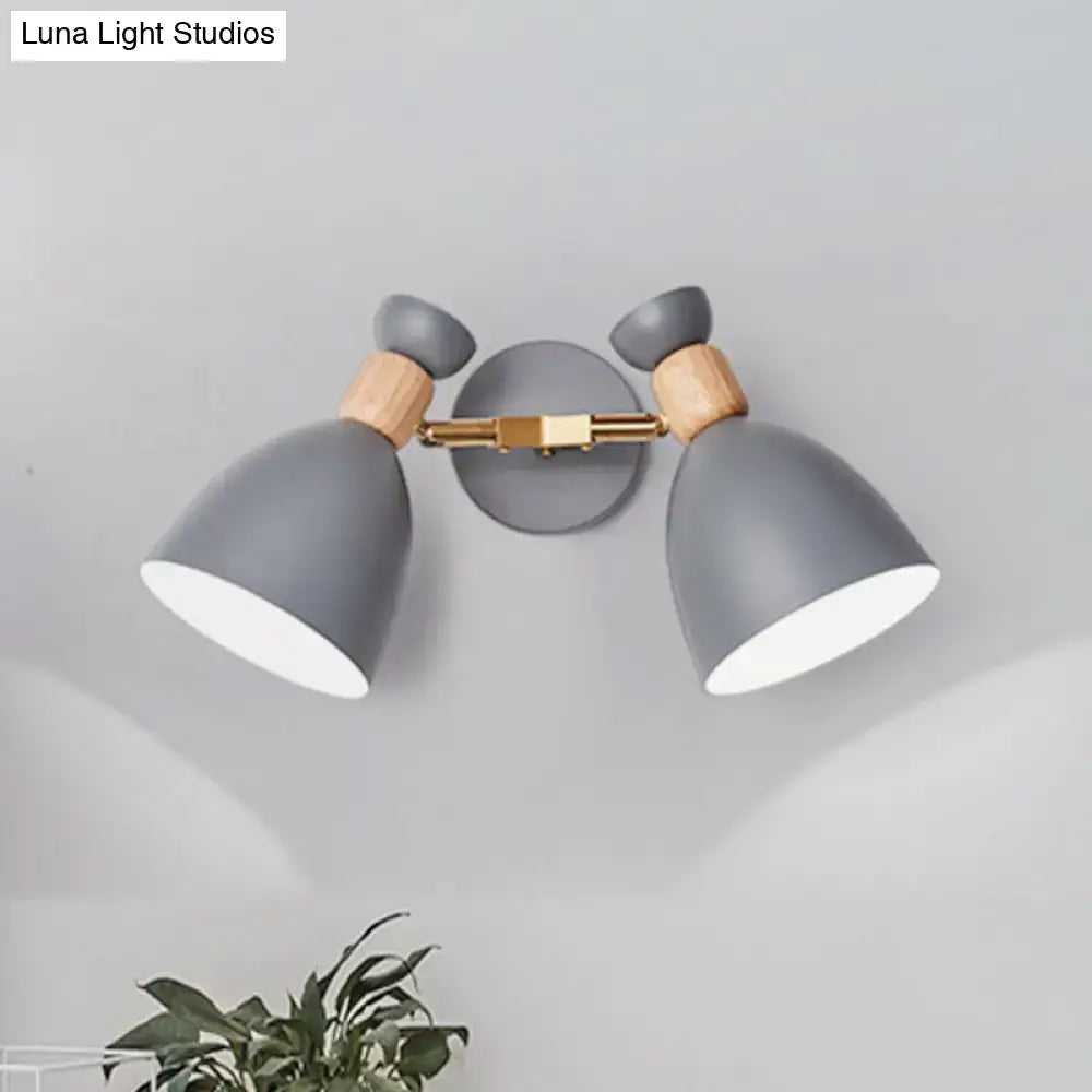 Modern sage green & gray double shade wall sconce living room light