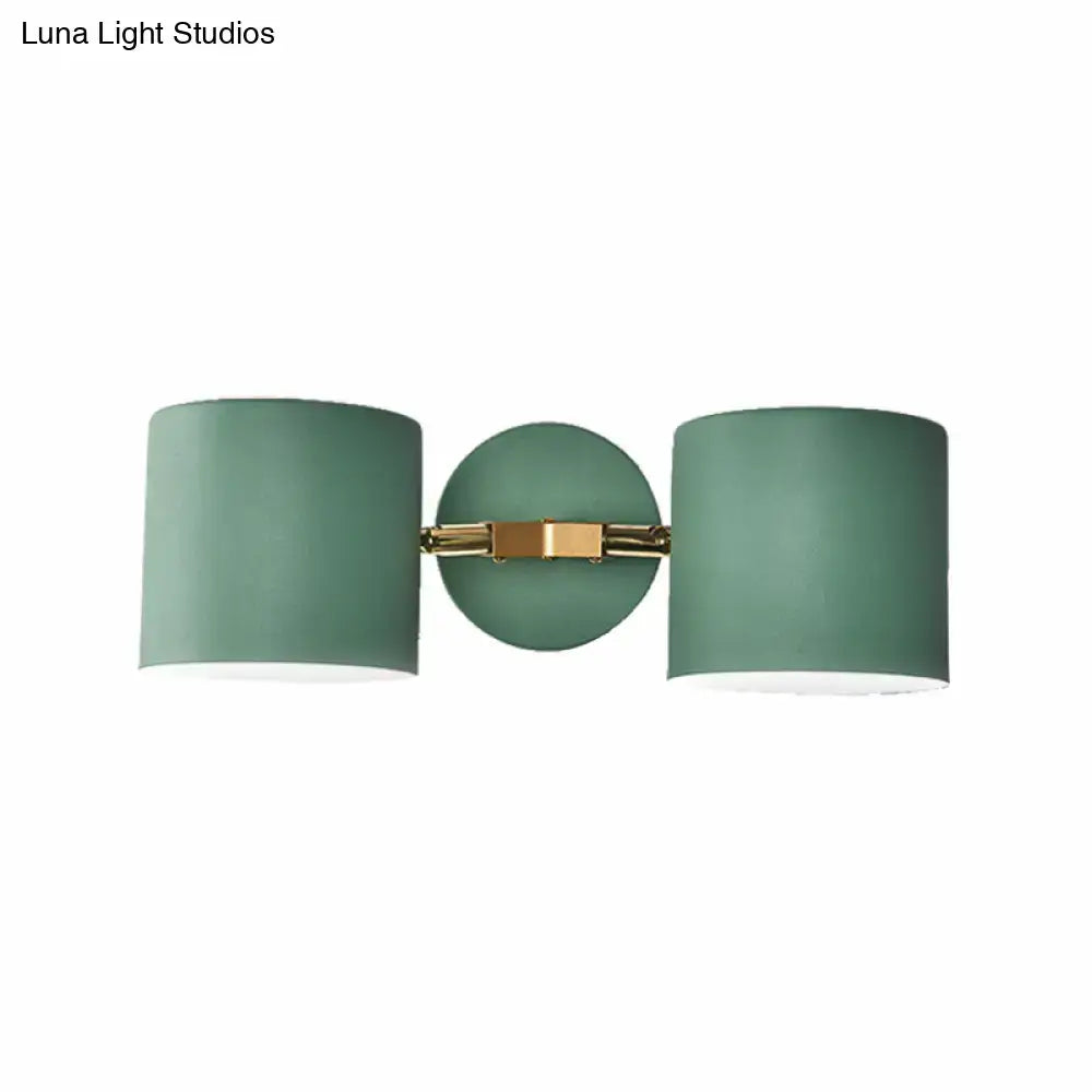 Modern sage green & gray double shade wall sconce living room light