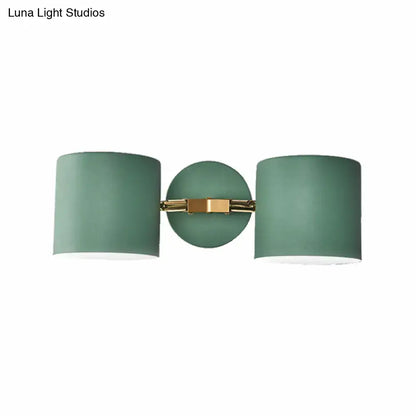 Modern sage green & gray double shade wall sconce living room light