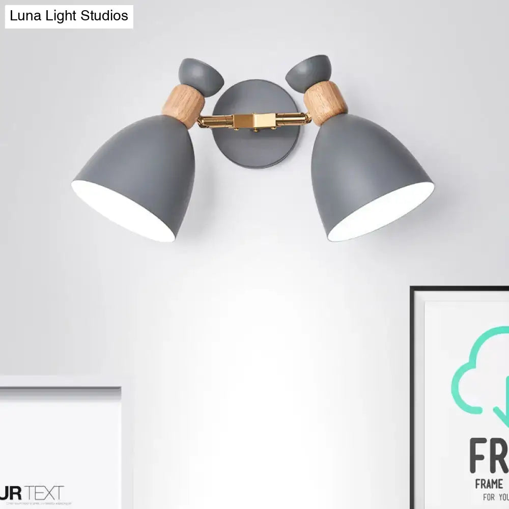 Modern sage green & gray double shade wall sconce living room light
