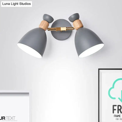 Modern sage green & gray double shade wall sconce living room light