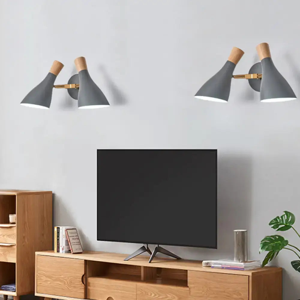 Modern sage green & gray double shade wall sconce living room light