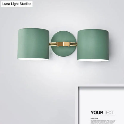 Modern sage green & gray double shade wall sconce living room light