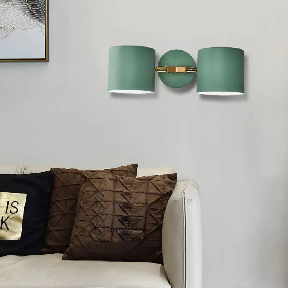Modern sage green & gray double shade wall sconce living room light