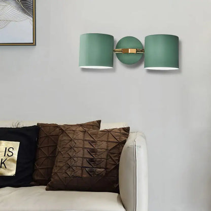 Modern sage green & gray double shade wall sconce living room light