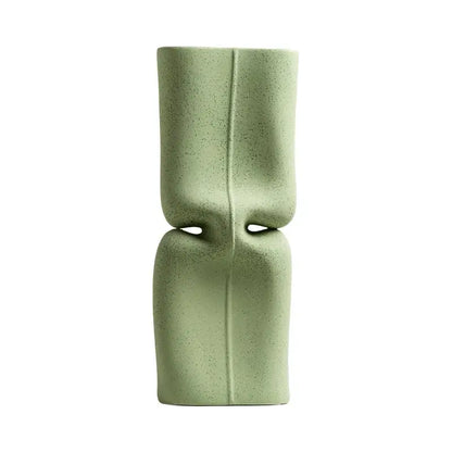 Modern sage green hollow ceramic vase set living room face decor