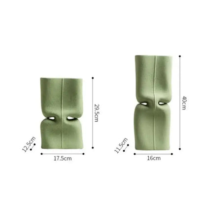 Modern sage green hollow ceramic vase set living room face decor