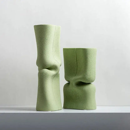 Modern sage green hollow ceramic vase set living room face decor