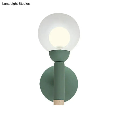 Modern sage green macaron style torch wall light bedroom sconce