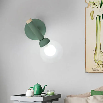 Modern sage green macaron style torch wall light bedroom sconce