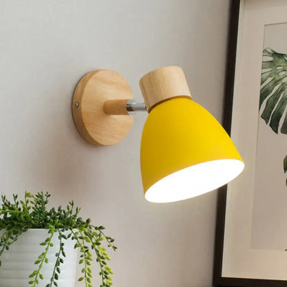 Modern sage green macaron wood wall light fixture bedroom corridor
