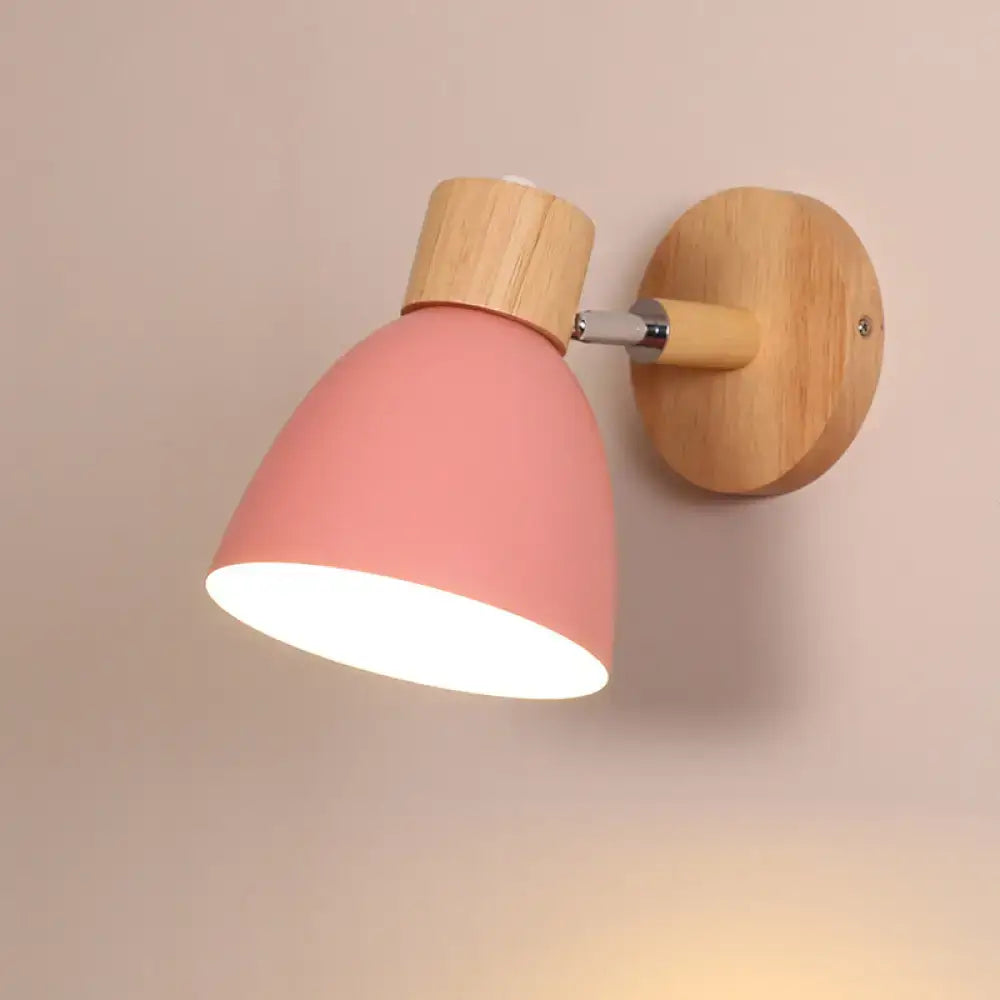 Modern sage green macaron wood wall light fixture bedroom corridor