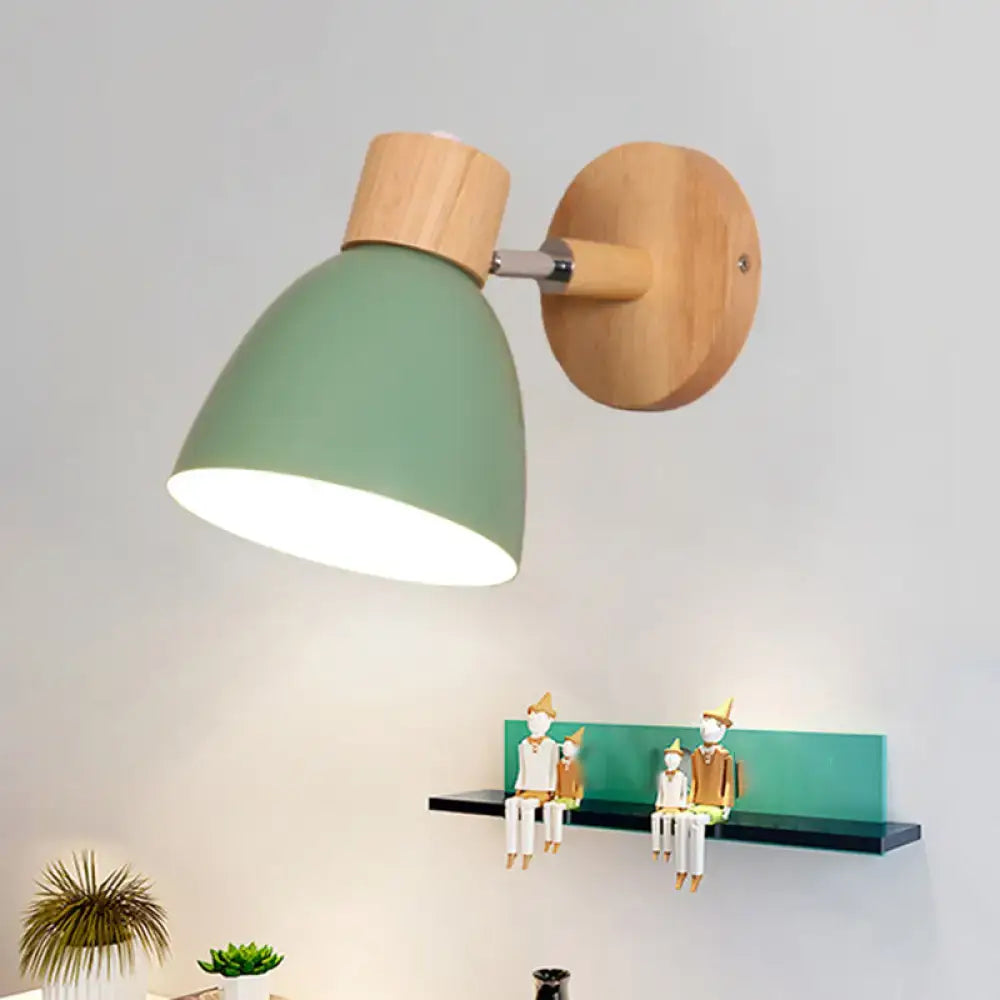 Modern sage green macaron wood wall light fixture bedroom corridor
