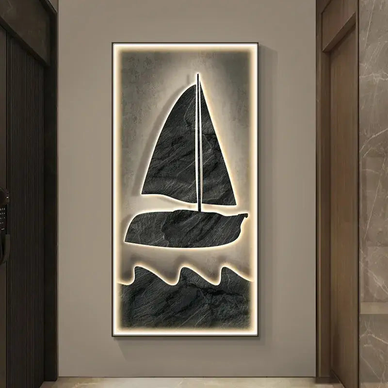 Modern sailboat stone led wall lamp living room decor