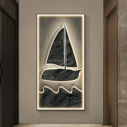 Modern sailboat stone led wall lamp living room decor