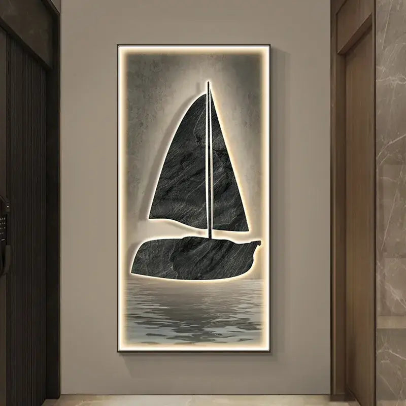 Modern sailboat stone led wall lamp living room decor