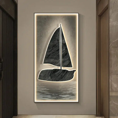 Modern sailboat stone led wall lamp living room decor
