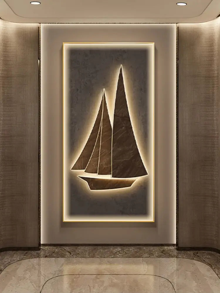 Modern sailboat stone led wall lamp living room decor
