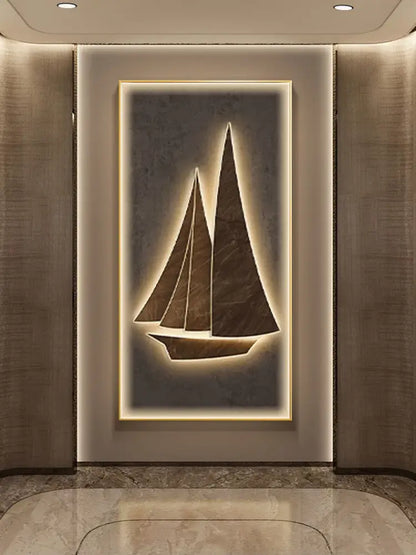 Modern sailboat stone led wall lamp living room decor