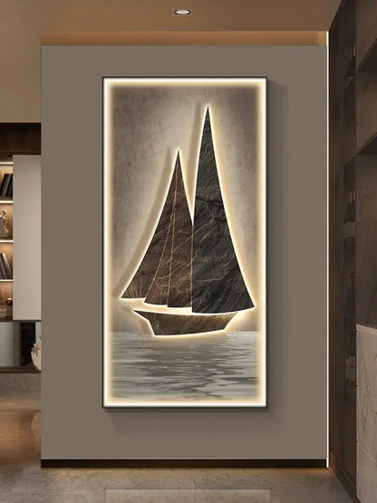 Modern sailboat stone led wall lamp living room decor