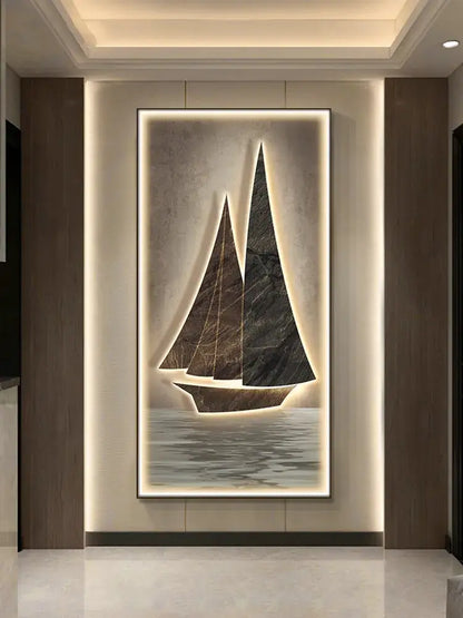 Modern sailboat stone led wall lamp living room decor