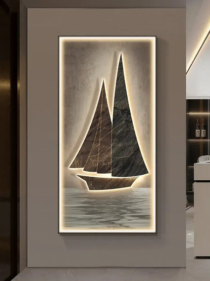Modern sailboat stone led wall lamp living room decor