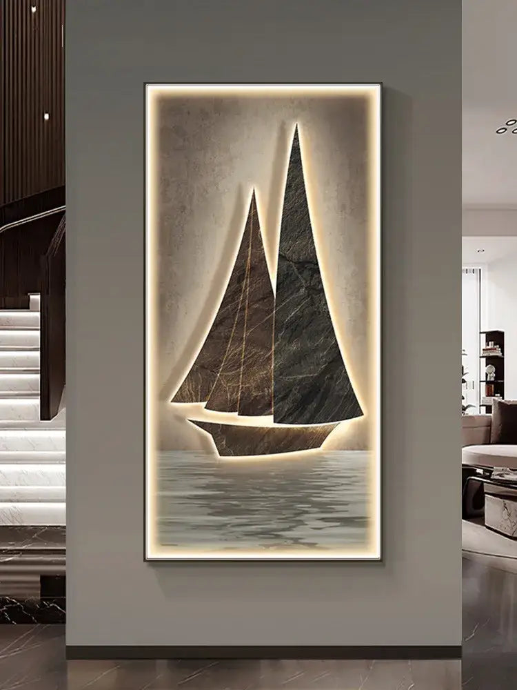 Modern sailboat stone led wall lamp living room decor