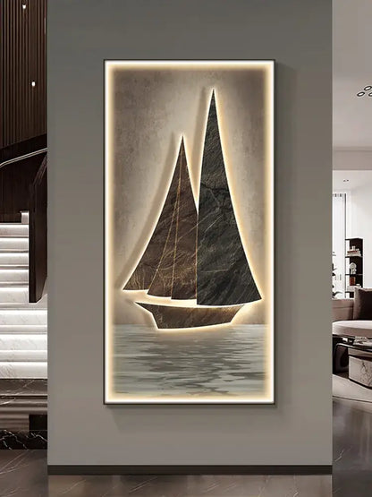 Modern sailboat stone led wall lamp living room decor