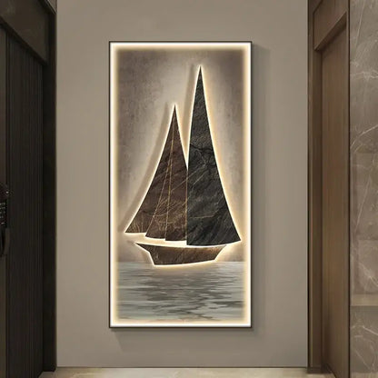 Modern sailboat stone led wall lamp living room decor