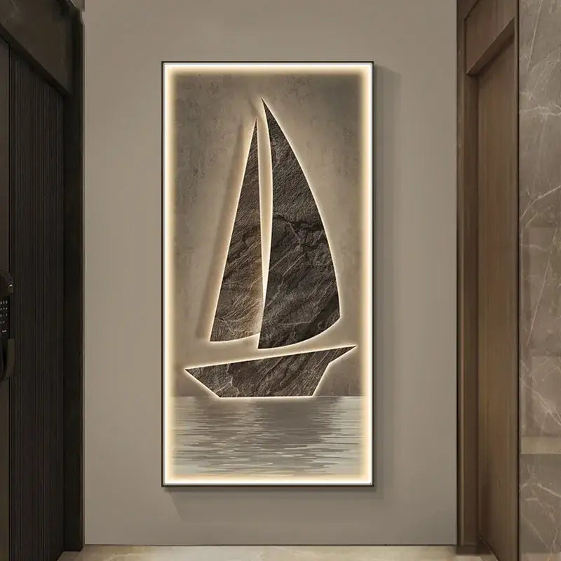 Modern sailboat stone led wall lamp living room decor