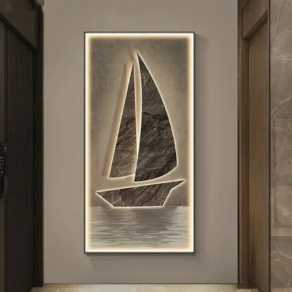 Modern sailboat stone led wall lamp living room decor