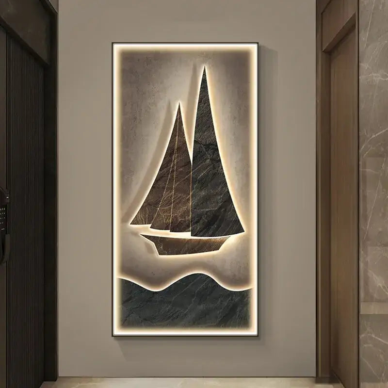 Modern sailboat stone led wall lamp living room decor