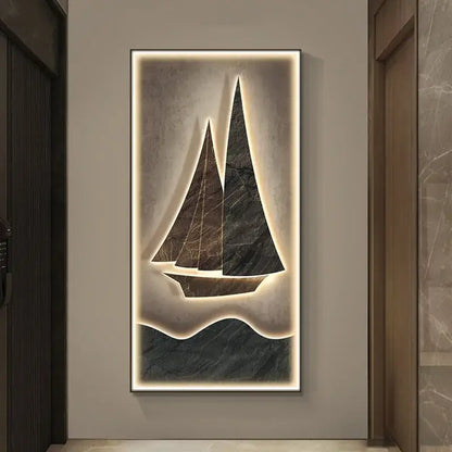 Modern sailboat stone led wall lamp living room decor