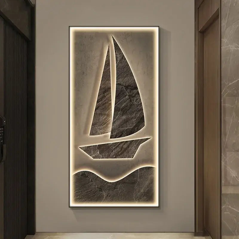 Modern sailboat stone led wall lamp living room decor