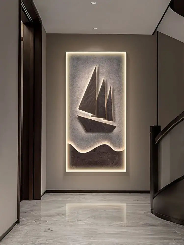 Modern sailboat stone led wall lamp living room decor
