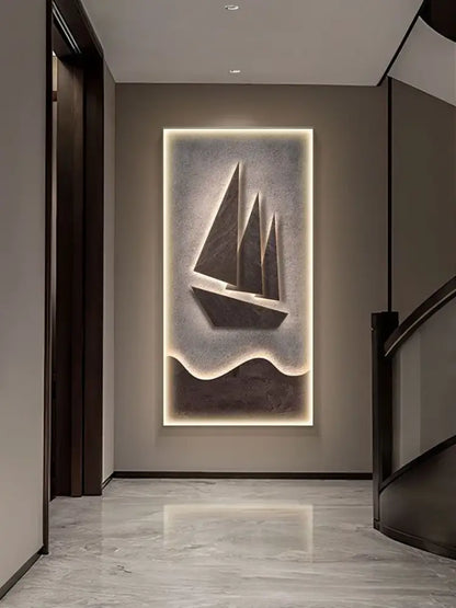 Modern sailboat stone led wall lamp living room decor