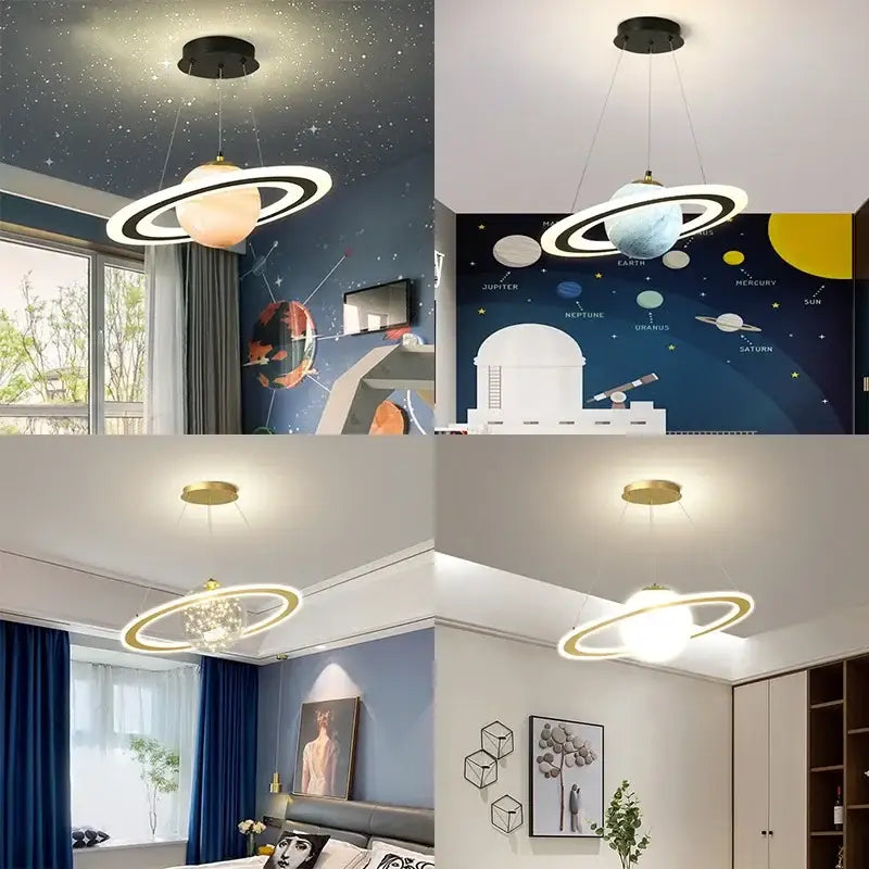 Modern saturn space star astronaut pendant lamp boys bedroom