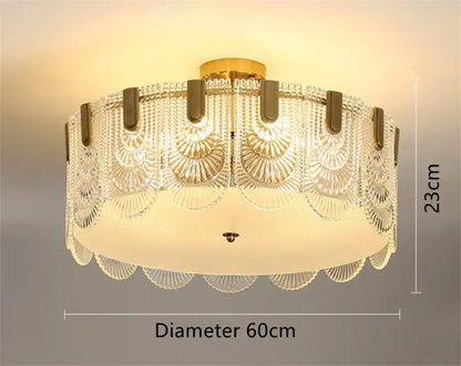 Modern scalloped art glass chandelier gold dining room light