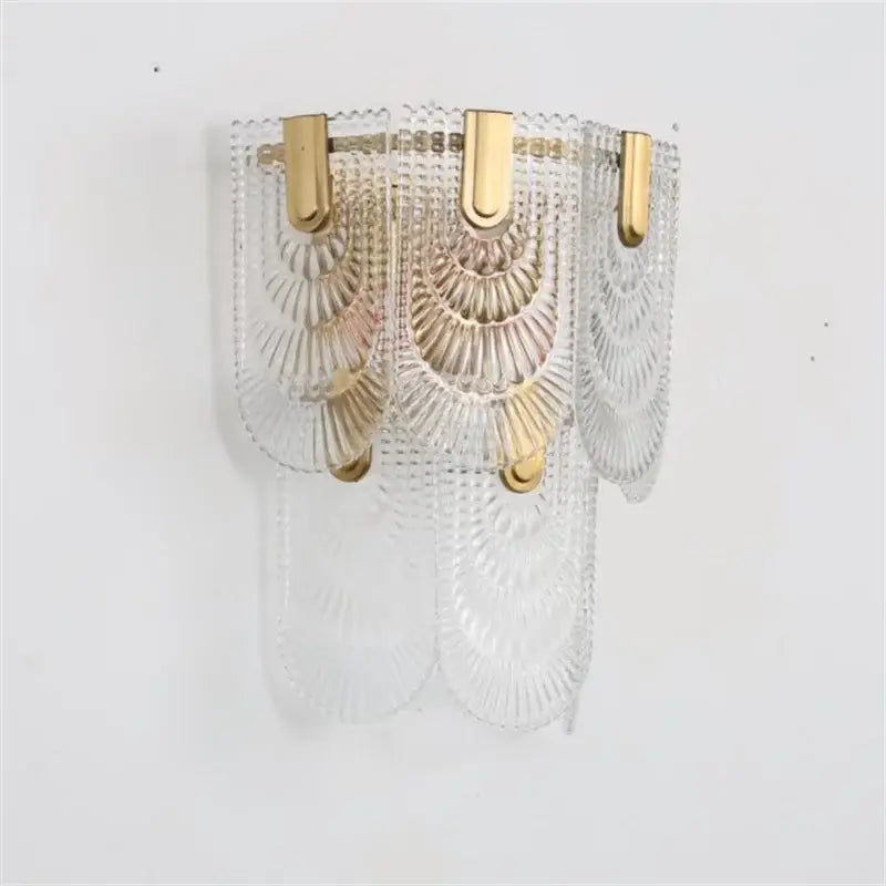 Modern scalloped art glass chandelier gold dining room light