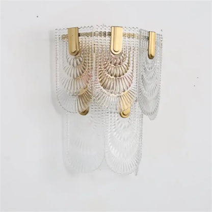 Modern scalloped art glass chandelier gold dining room light