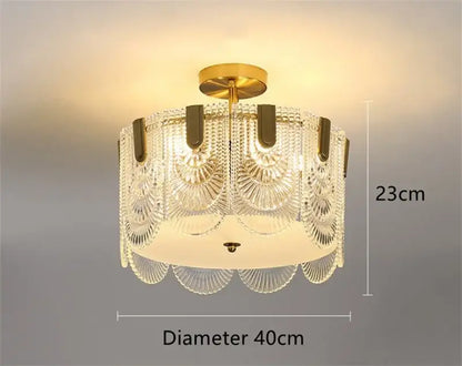 Modern scalloped art glass chandelier gold dining room light