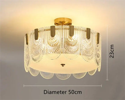 Modern scalloped art glass chandelier gold dining room light