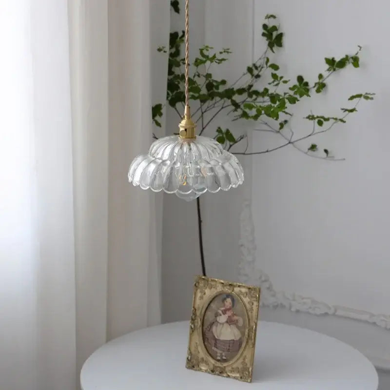 Modern scalloped glass flower led pendant light for dining room
