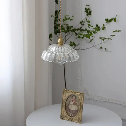 Modern scalloped glass flower led pendant light for dining room