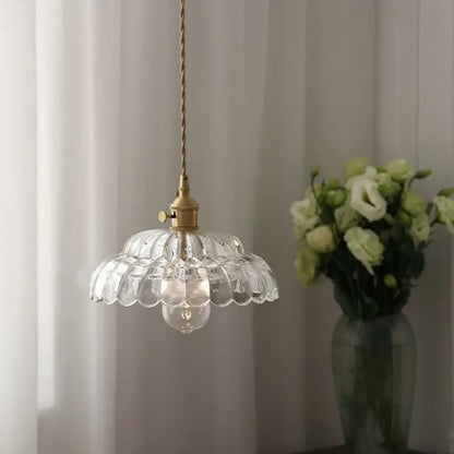 Modern scalloped glass flower led pendant light for dining room