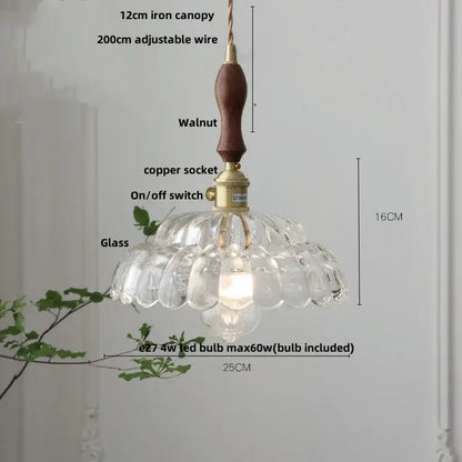 Modern scalloped glass flower led pendant light for dining room