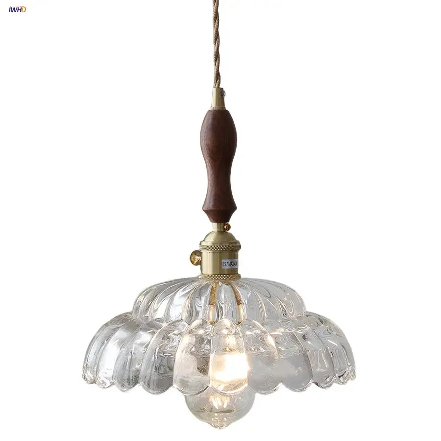 Modern scalloped glass flower led pendant light for dining room