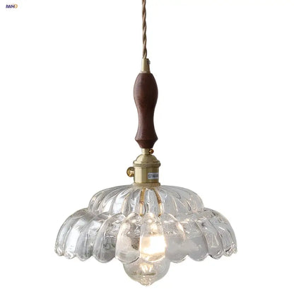 Modern scalloped glass flower led pendant light for dining room